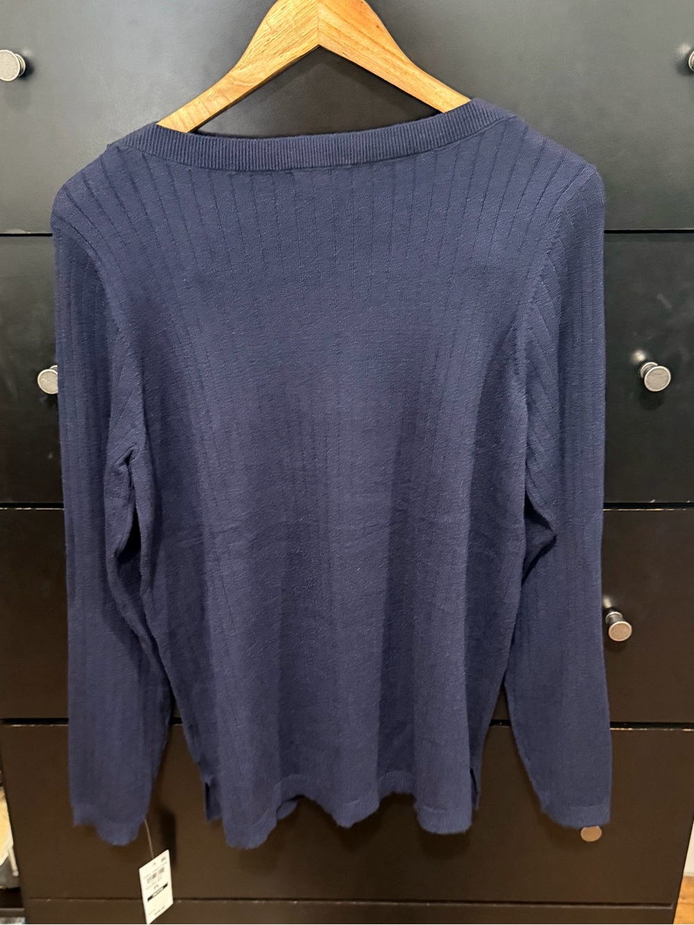 Style & Co. Navy Ribbed Crewneck Sweater - Picture 2 of 4